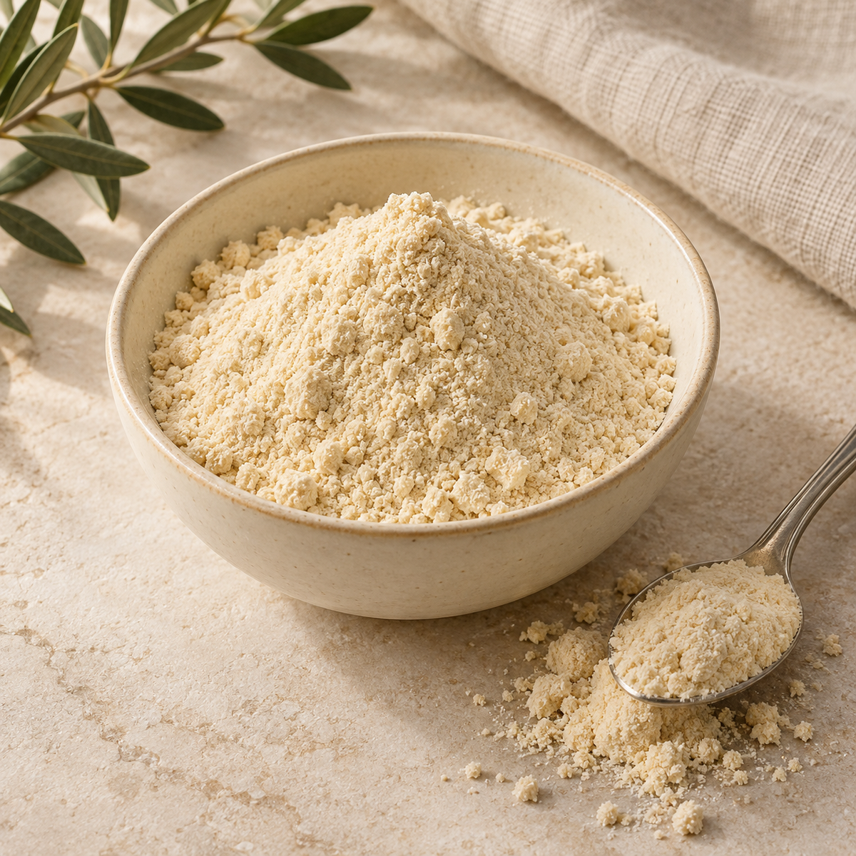 AI-generated ingredient illustration for Vehgro Organic Banana Powder · 100 g. Not a photograph of the supplied branded product or packaging.