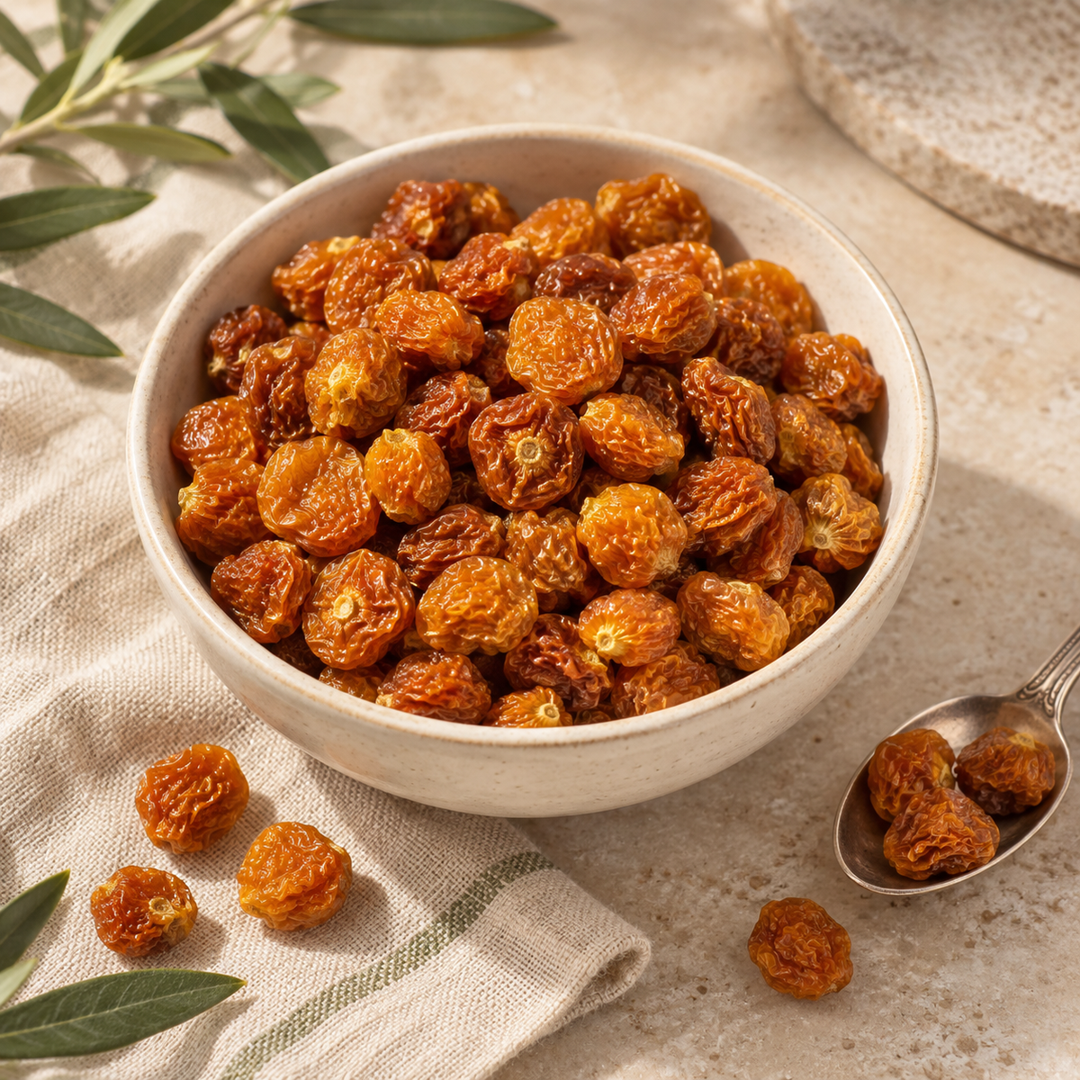 AI-generated ingredient illustration for Navitas Organics Goldenberries · 8 oz. Not a photograph of the supplied branded product or packaging.