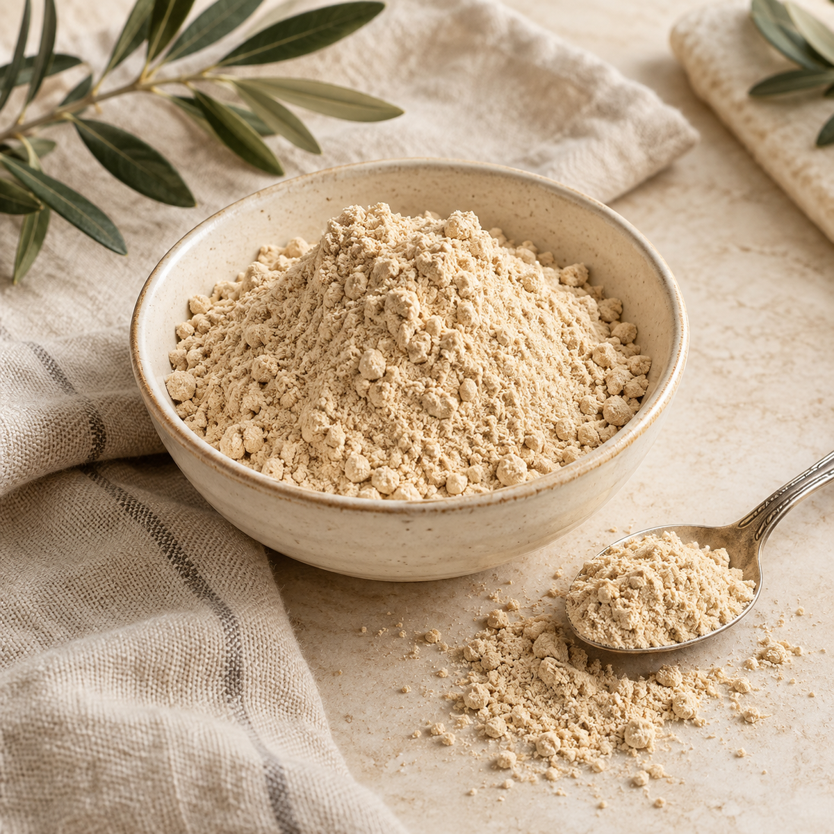 AI-generated ingredient illustration for Navitas Organics Maca Powder · 8 oz. Not a photograph of the supplied branded product or packaging.